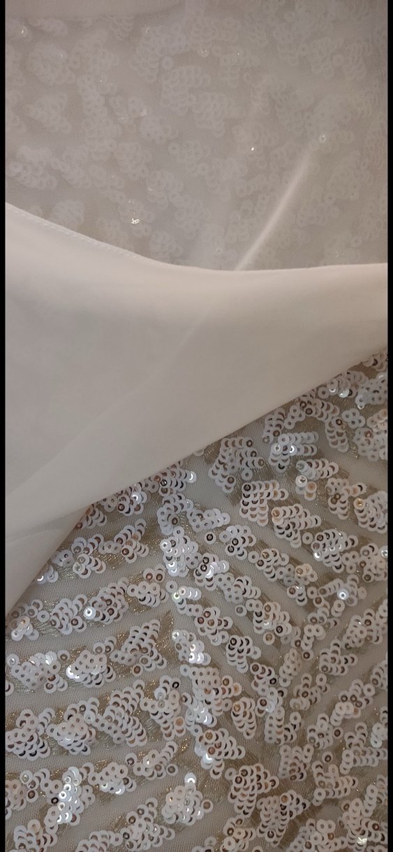 Beyaz Drapeli yaldız detaylı Elbise - Görsel 4