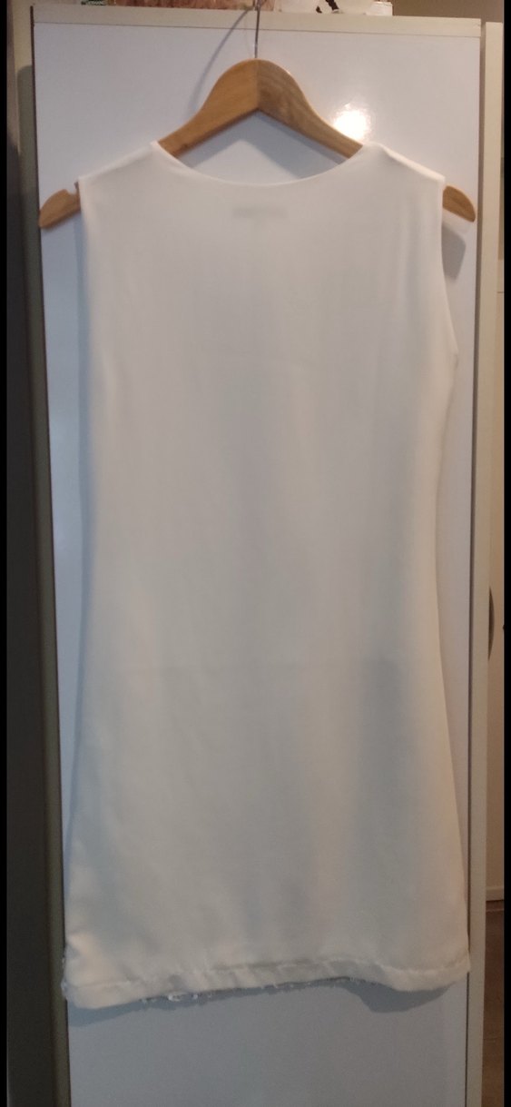 Beyaz Drapeli yaldız detaylı Elbise - Görsel 2