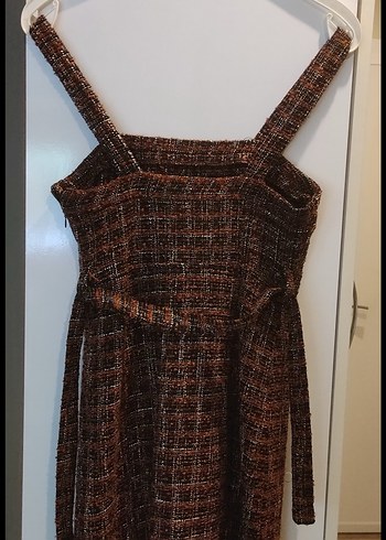 Kahverengi Örgü Kadın Mini Elbise - Görsel 2