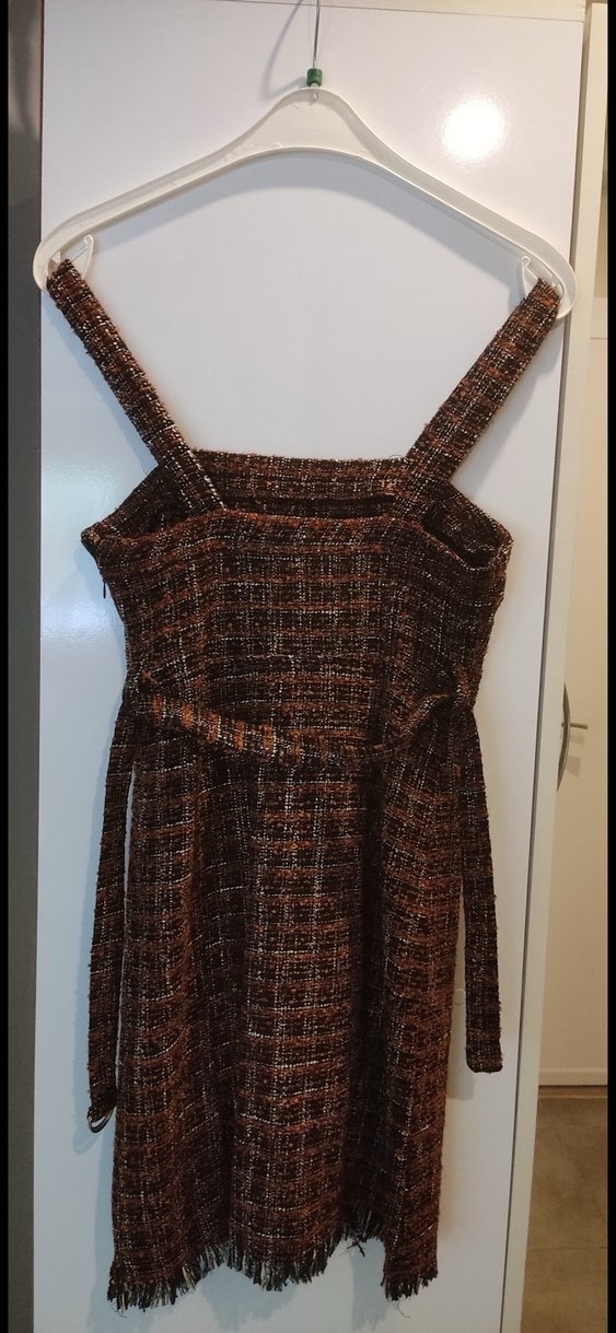 Kahverengi Örgü Kadın Mini Elbise - Görsel 2