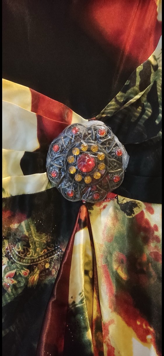 Çiçek Desenli Drapeli Uzun Kadın Elbise - Görsel 5