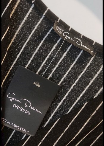 Çizgili Siyah Mini Elbise - Görsel 2