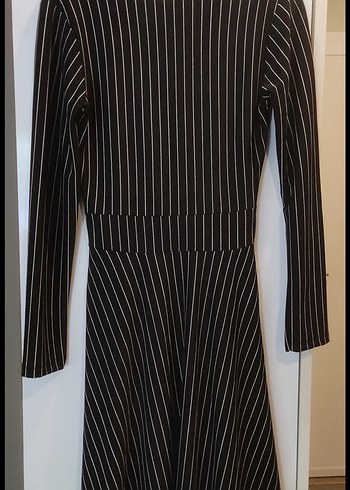 Çizgili Siyah Mini Elbise - Görsel 3