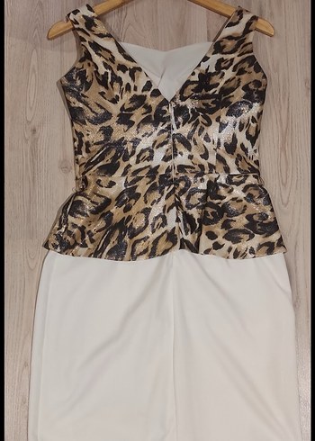 Leopar Desenli Klasik Ofis Elbisesi - Görsel 2