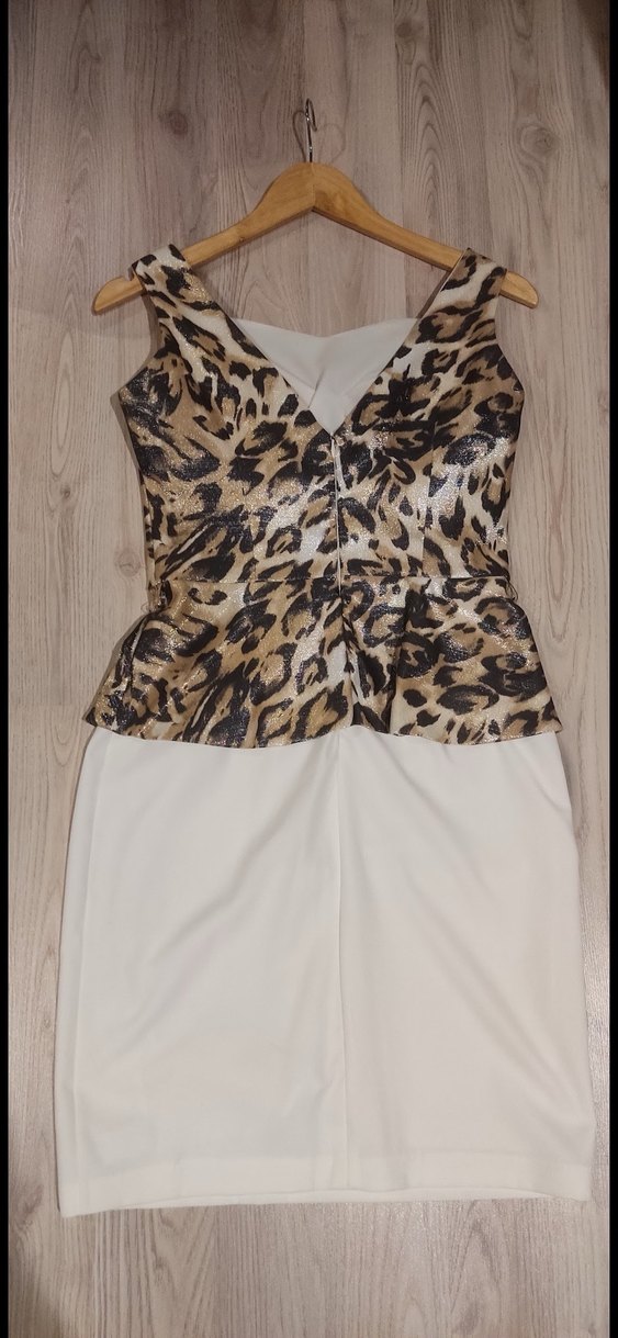 Leopar Desenli Klasik Ofis Elbisesi - Görsel 2