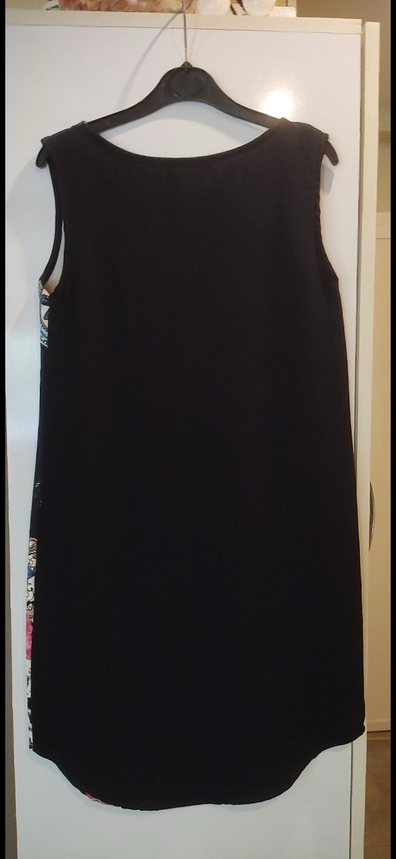 Lacivert, Desenli Kolsuz Elbise - Görsel 2