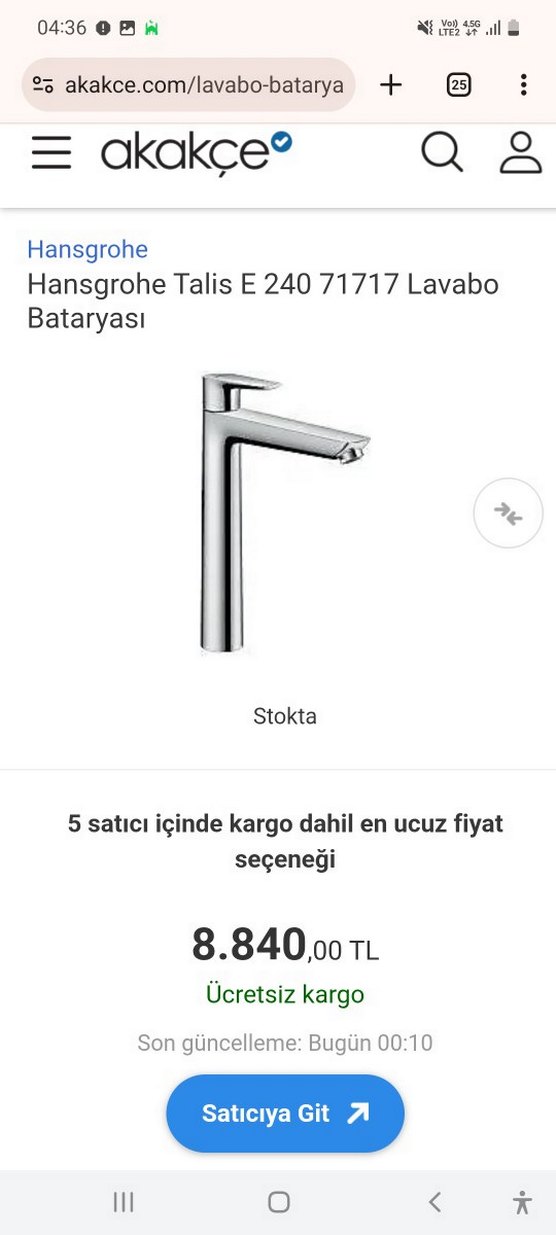 Hansgrohe Talis E Bej Mikser Batarya çanak - Görsel 2