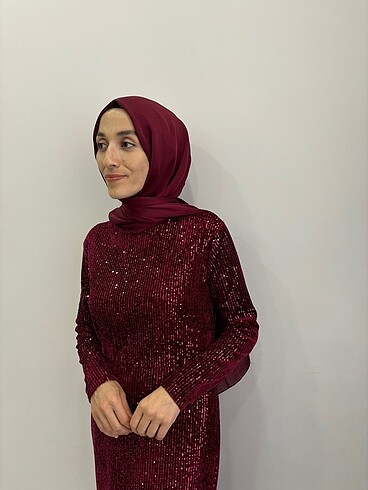 Diğer 36 beden bordo balık model kiralık abiye