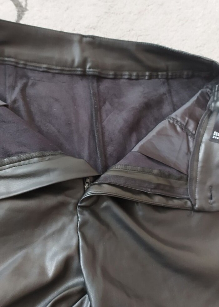 İçi kürklü deri şort - Görsel 2