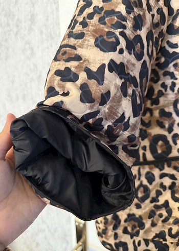 Diğer Düğmeli Leopar Desenli Midi Kadın ceket