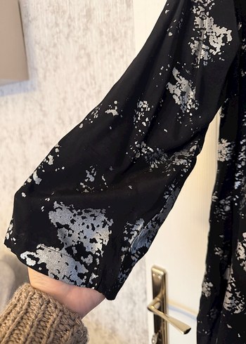 Diğer Uzun Siyah Batik Desenli Kadın Elbise