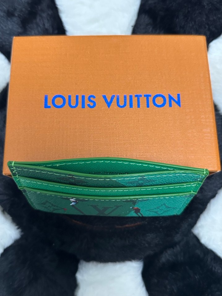 Yeşil Baskılı Louis Vuitton Deri Cüzdan - Görsel 3