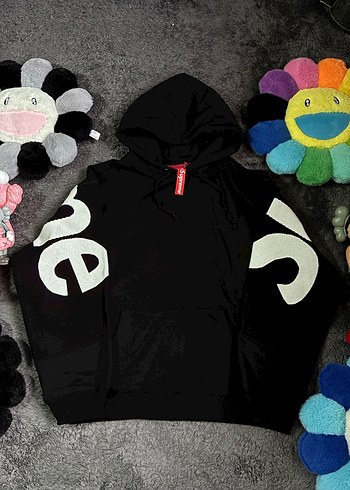 Supreme Big Logo Jacquard Hooded Sweatshirt Hoodie Black - Görsel 2