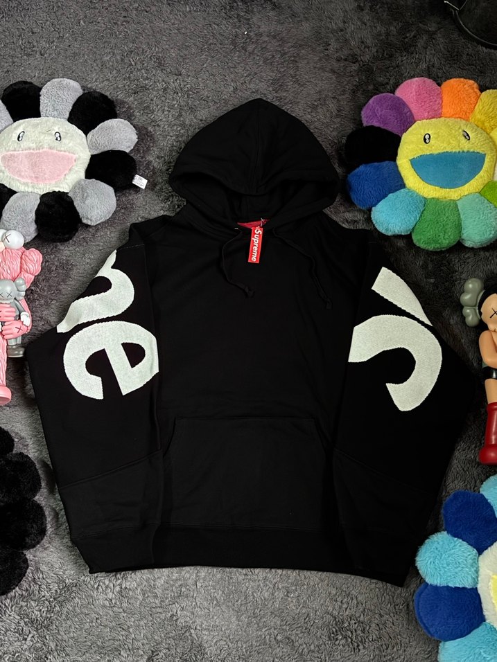 Supreme Big Logo Jacquard Hooded Sweatshirt Hoodie Black - Görsel 2