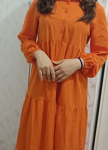 Günlük tesettür elbise turuncu