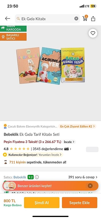 Ek gıda tarif kitapları seti 3?lü