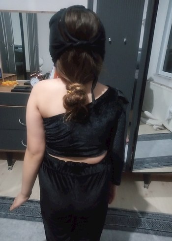 Tek Kollu Siyah Gotik Çocuk Kostümü - Görsel 3