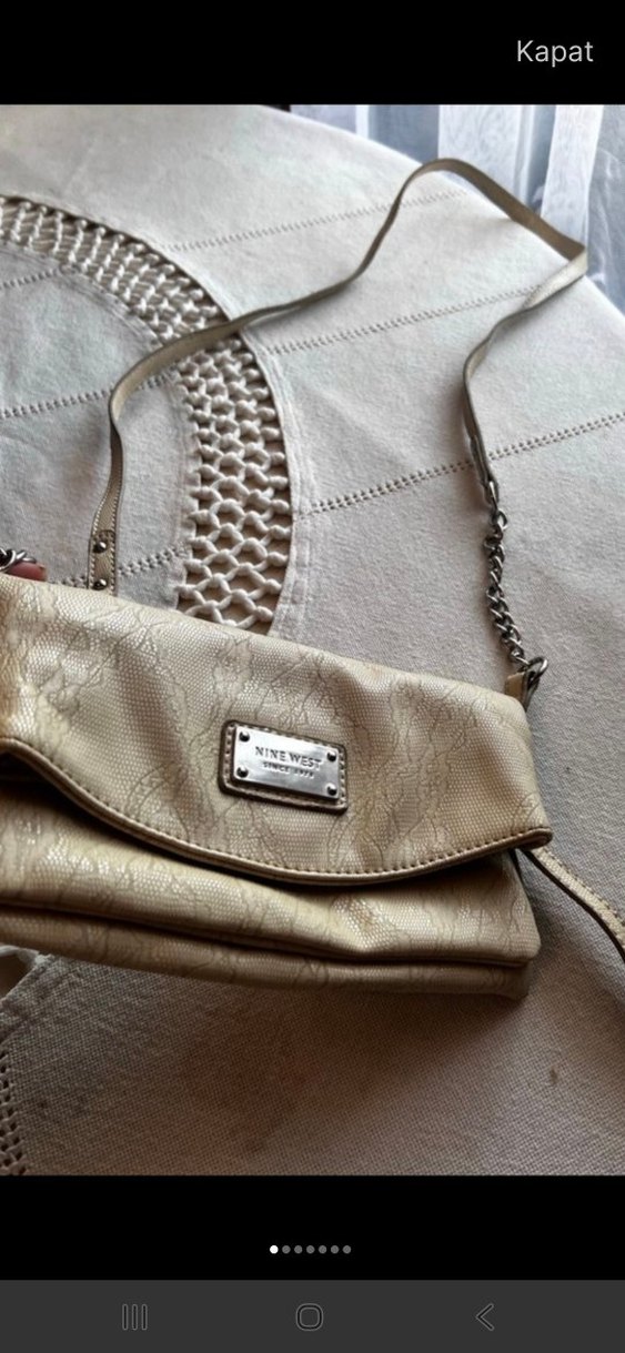 Bej Yılan Desenli Fermuarlı Kadın Çanta - Görsel 3