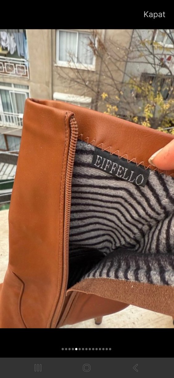 Kahverengi Deri Tokalı Dizüstü Çizme - Görsel 4