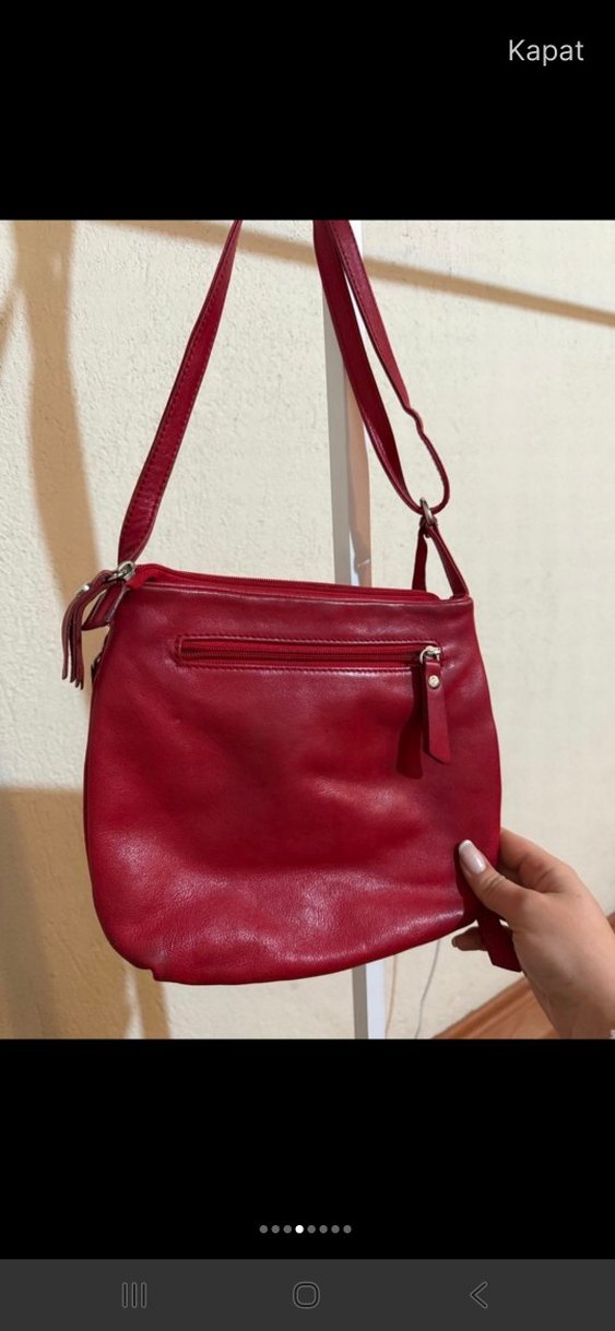 Kırmızı deri Kadın Çanta - Görsel 3
