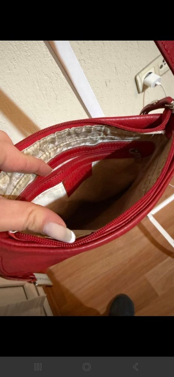 Kırmızı deri Kadın Çanta - Görsel 5