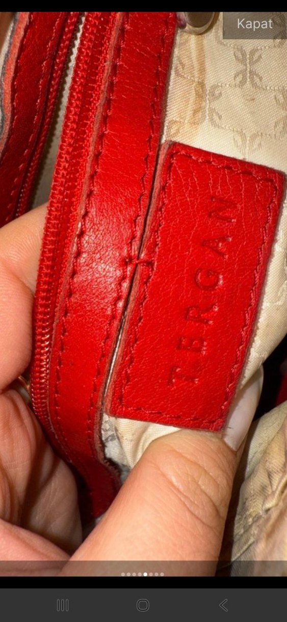Kırmızı deri Kadın Çanta - Görsel 4