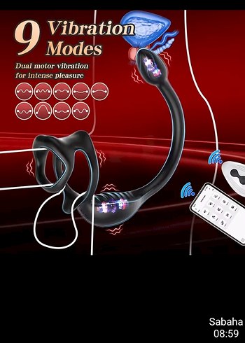 Uzaktan kumandalı Penis Halkası Prostat Masaj Aleti Siyah - Görsel 2