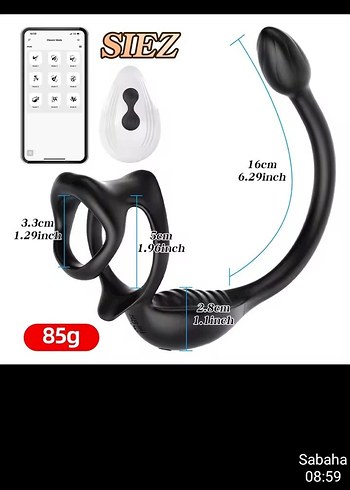 Uzaktan kumandalı Penis Halkası Prostat Masaj Aleti Siyah - Görsel 6