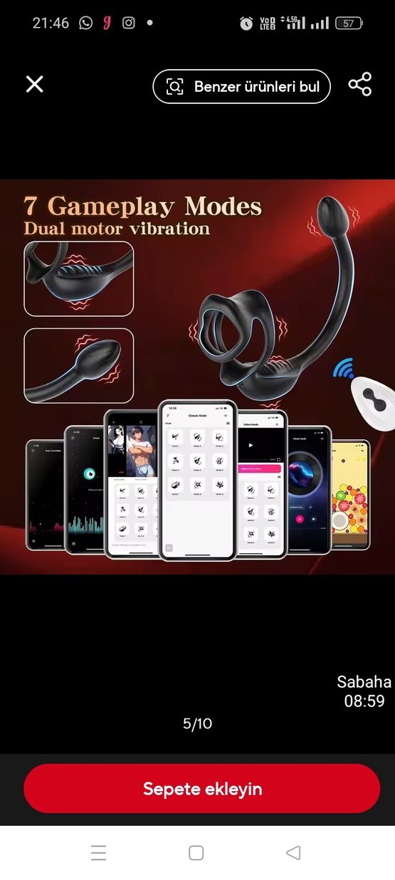 Uzaktan kumandalı Penis Halkası Prostat Masaj Aleti Siyah - Görsel 5