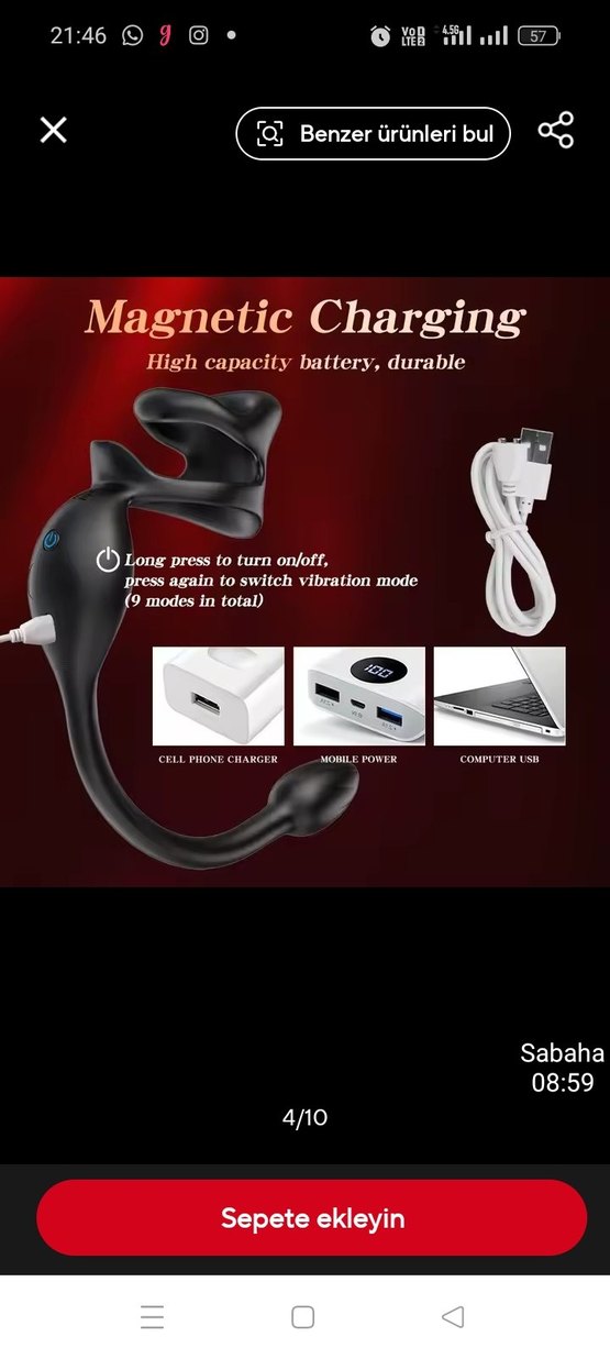 Uzaktan kumandalı Penis Halkası Prostat Masaj Aleti Siyah - Görsel 4