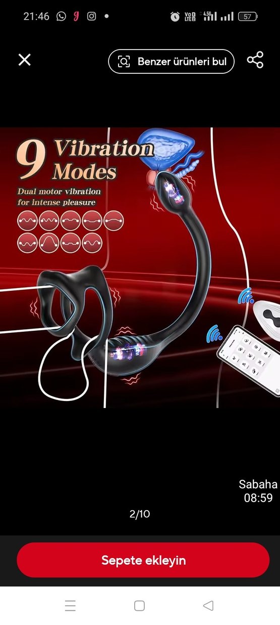 Uzaktan kumandalı Penis Halkası Prostat Masaj Aleti Siyah - Görsel 2