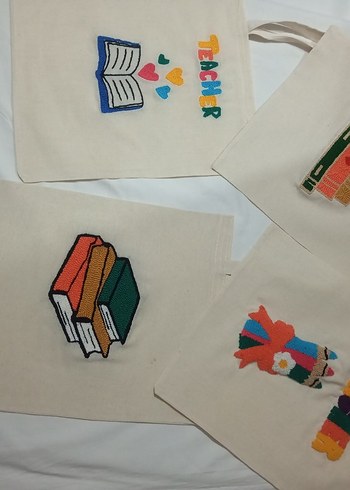 Çok Renkli Baskılı Kadın Bez Çanta - Görsel 8