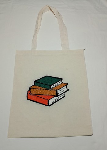 Beyaz Pamuk Kitap Çantası - Görsel 2