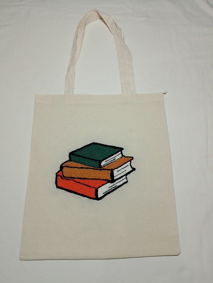 Beyaz Pamuk Kitap Çantası - Görsel 2