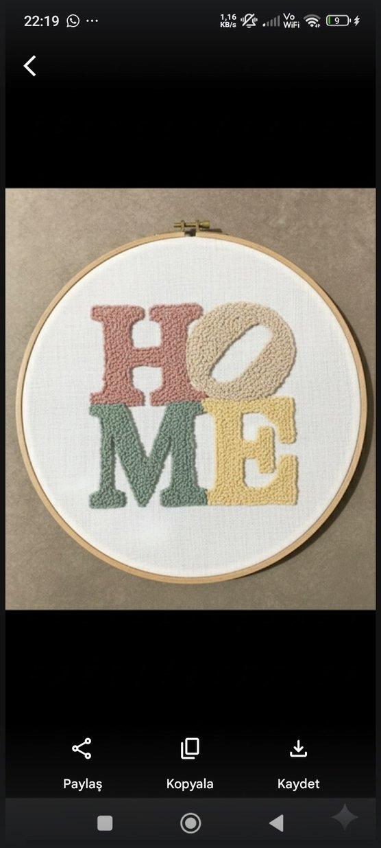 Renkli "HOME" Nakış Duvar Dekoru - Görsel 3