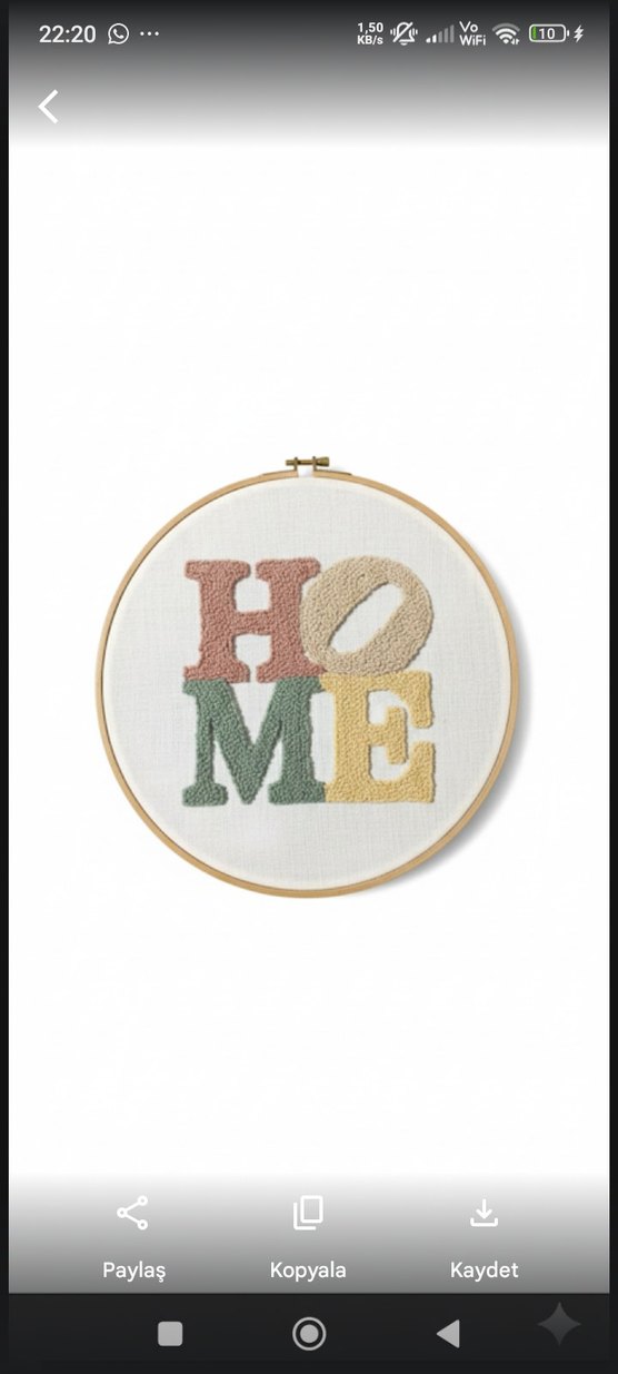 Renkli "HOME" Nakış Duvar Dekoru - Görsel 2