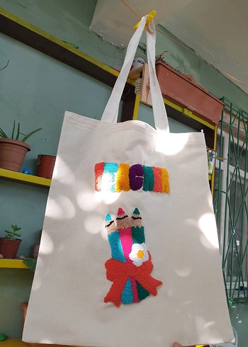 öğretmenler günü Nakışlı Bohem Kadın Çanta - Görsel 4