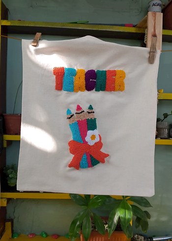 öğretmenler günü Nakışlı Bohem Kadın Çanta - Görsel 6