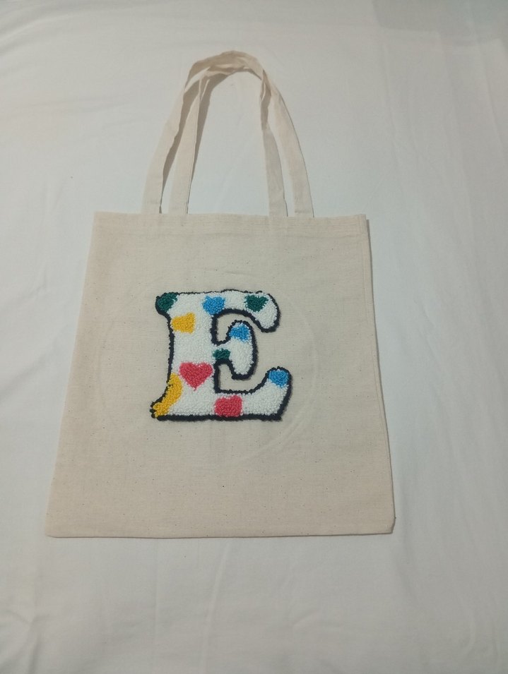 Nakışlı E harfi Kadın bez Çanta - Görsel 3