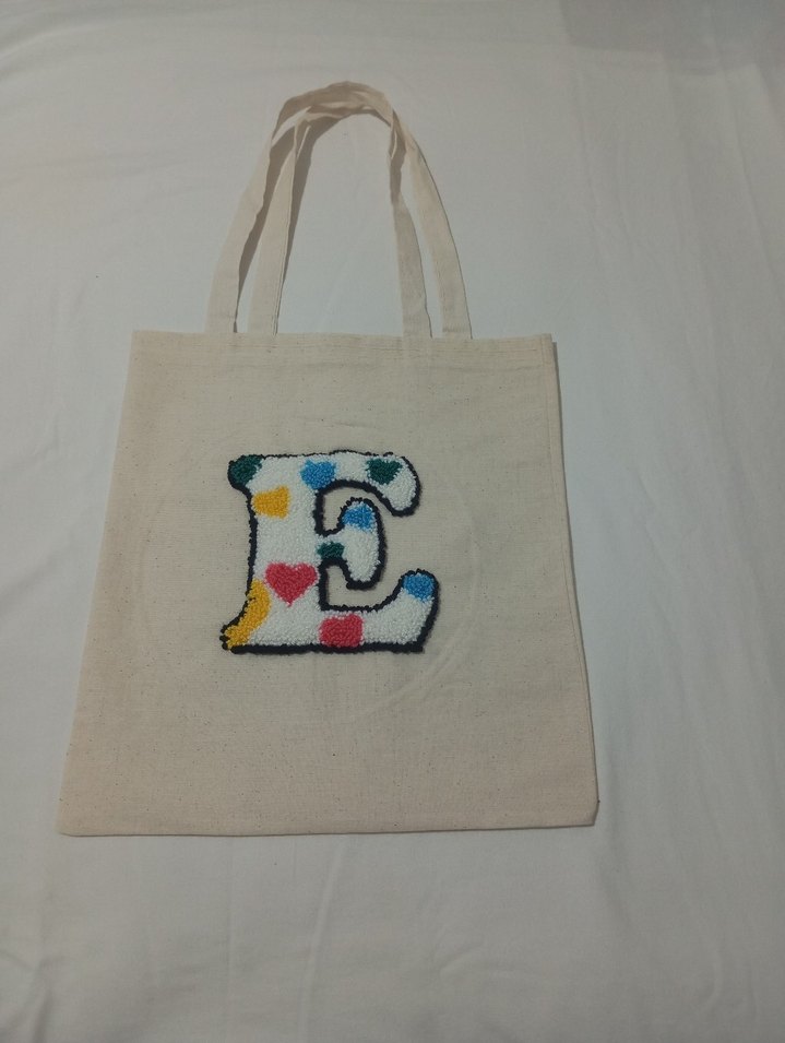 Nakışlı E harfi Kadın bez Çanta - Görsel 2