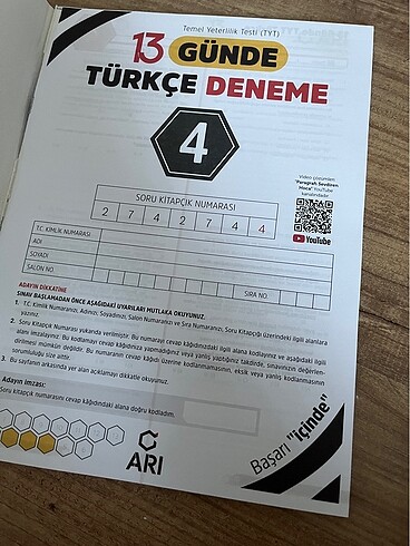  Arı Yayınları Türkçe Deneme