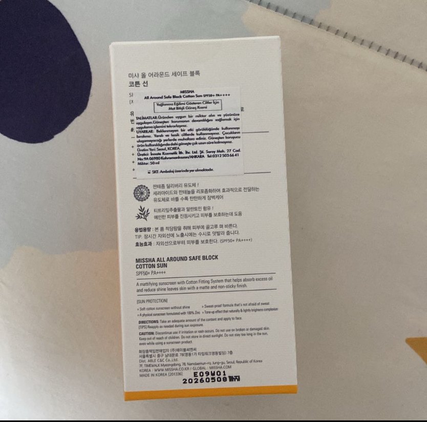 Missha Cotton Güneş Koruyucu SPF50+ PA++++ 50 ml - Görsel 2