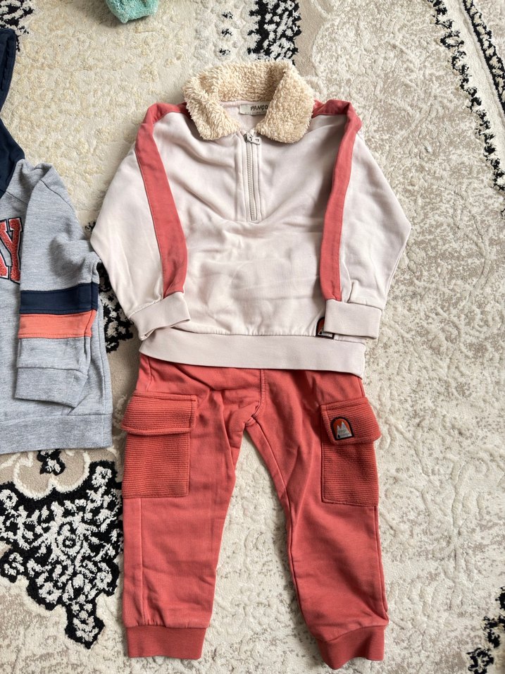 Kapüşonlu ve Kürklü Gri Bebek Takımı ve sweat - Görsel 2