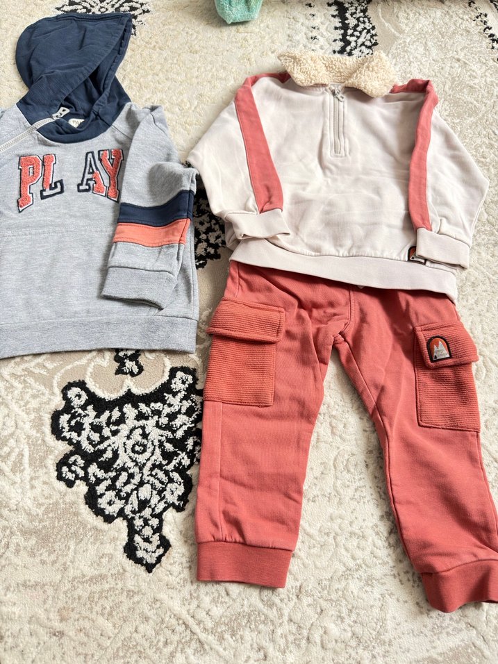 Kapüşonlu ve Kürklü Gri Bebek Takımı ve sweat - Görsel 5
