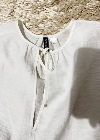 Bohem Beyaz Keten Fırfırlı Bluz - Görsel 3