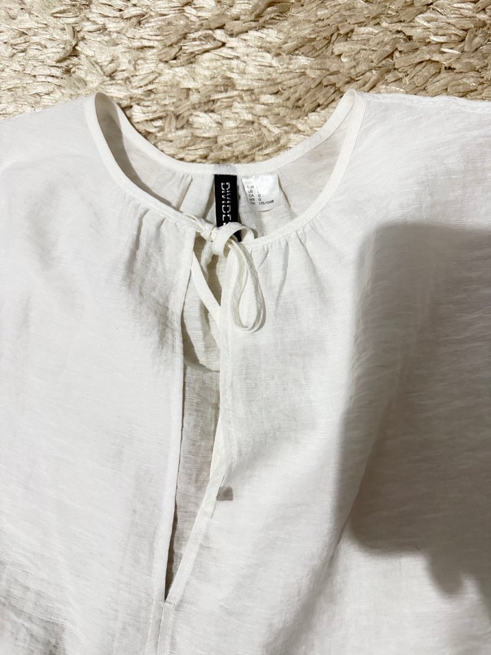Bohem Beyaz Keten Fırfırlı Bluz - Görsel 3