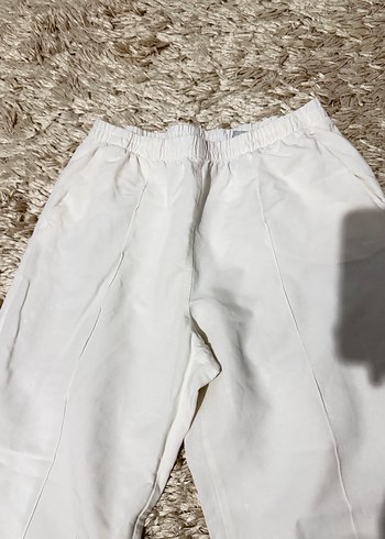 Beyaz Rahat Kesim Keten Kadın Pantolon - Görsel 2