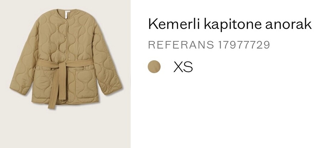 xs Beden haki Renk Mango yağmurluk