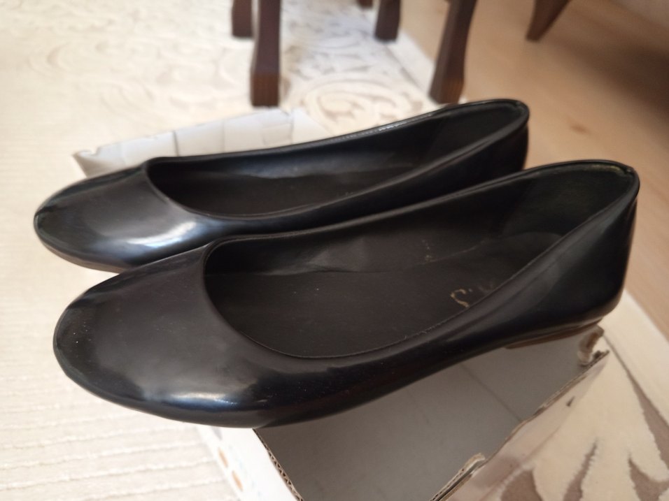 Klasik Parlak siyah Kadın Topuklu Babet - Görsel 3