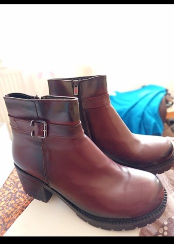 bordo Parlak Tokalı Kadın Bot - Görsel 5